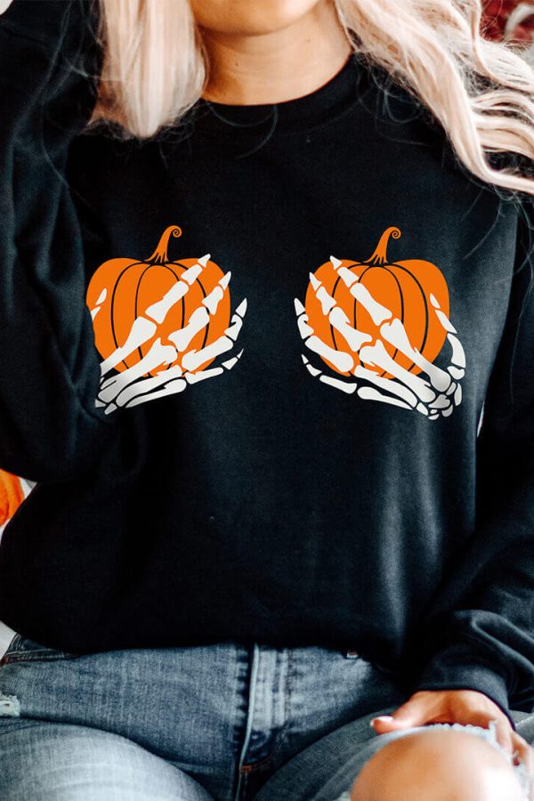 Toperth Skeleton Hands Shirt Funny Halloween Sweatshirt