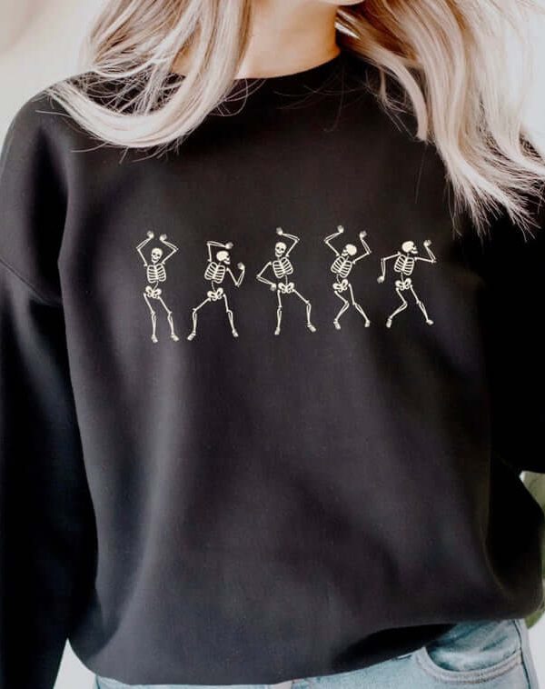 Toperth Dancing Skeleton Happy Halloween Sweatshirt