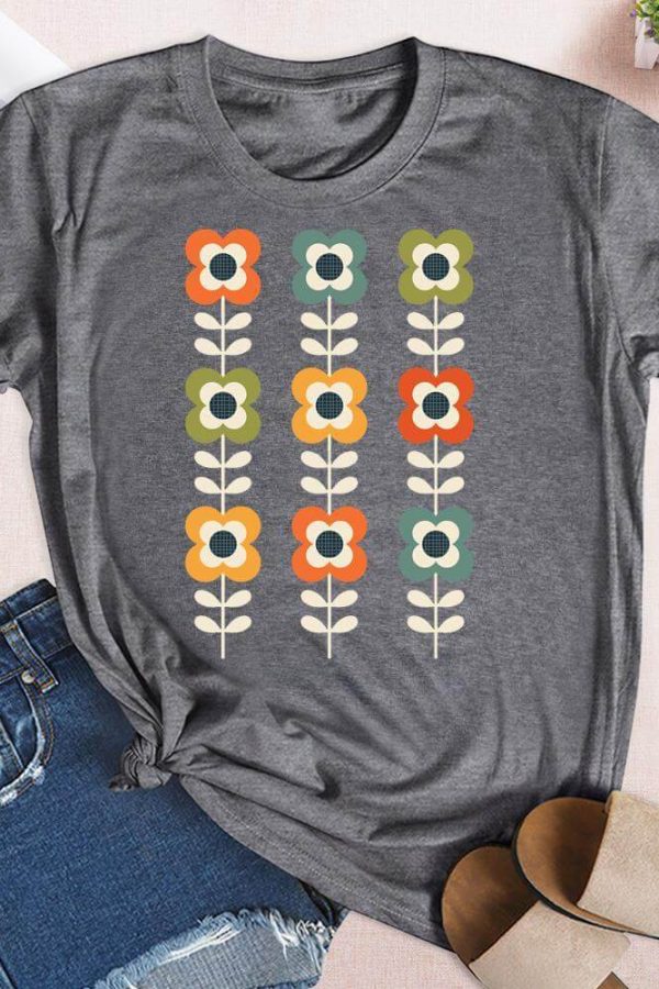 Toperth Retro Colors in Mod Flowers T-Shirt