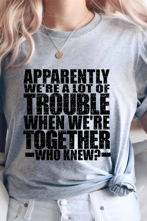 Toperth Light Grey Apparently We're A Lot Of Trouble T-Shirt