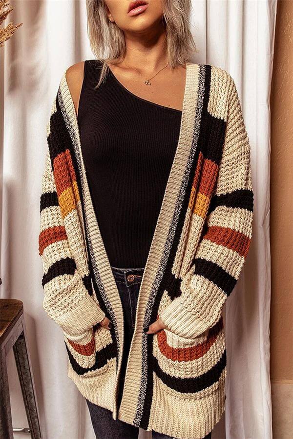 Toperth Fall Ultra Soft Striped Cardigan