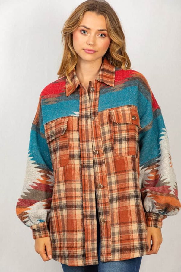 Toperth  Plaid Patchwork Lapel Pocket Jacket