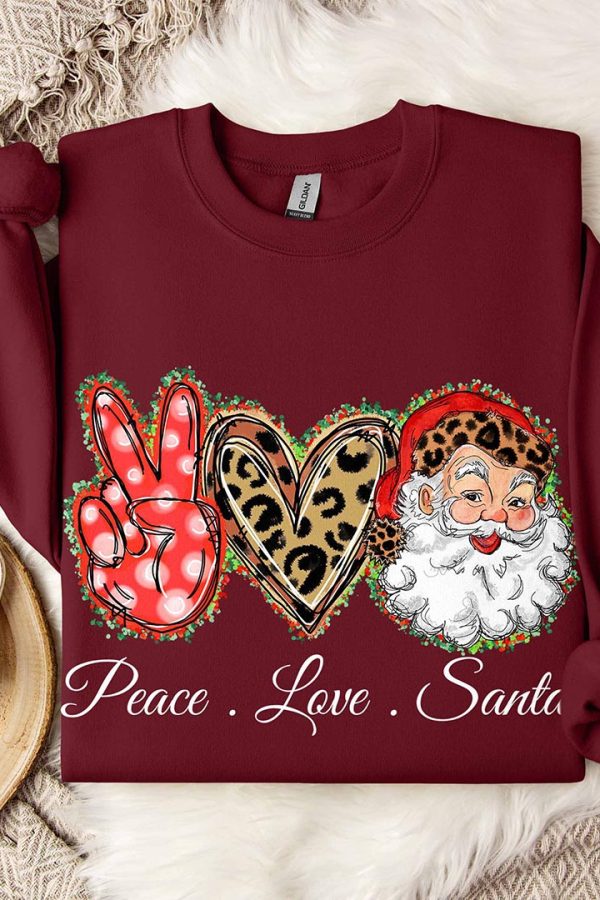 Toperth Christmas Peace love Santa Sweatshirt
