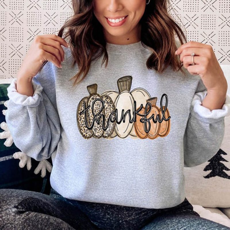 Toperth Thanksgiving Thankful Pumpkins Sweatshirts &ndash; Toperth