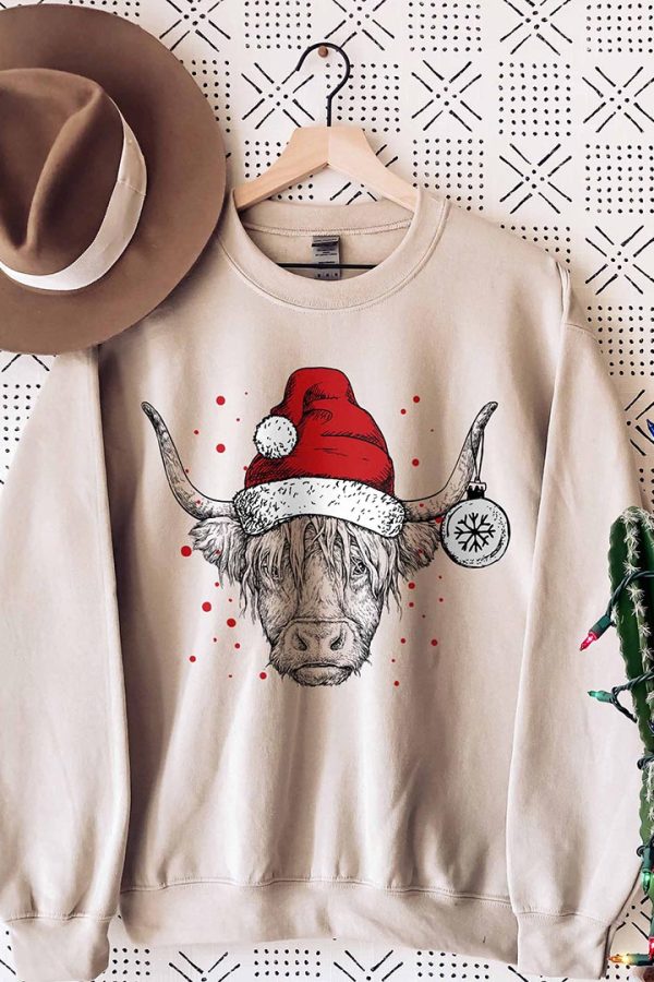 Toperth  Christmas Highland Cow  Sweatshirt