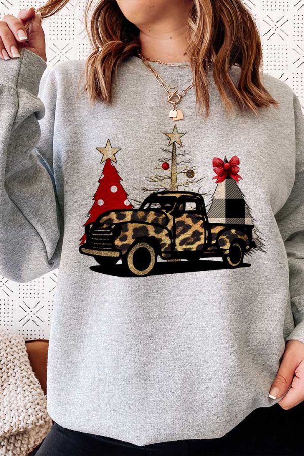 Toperth Merry Christmas Leopard Car Sweatshirt