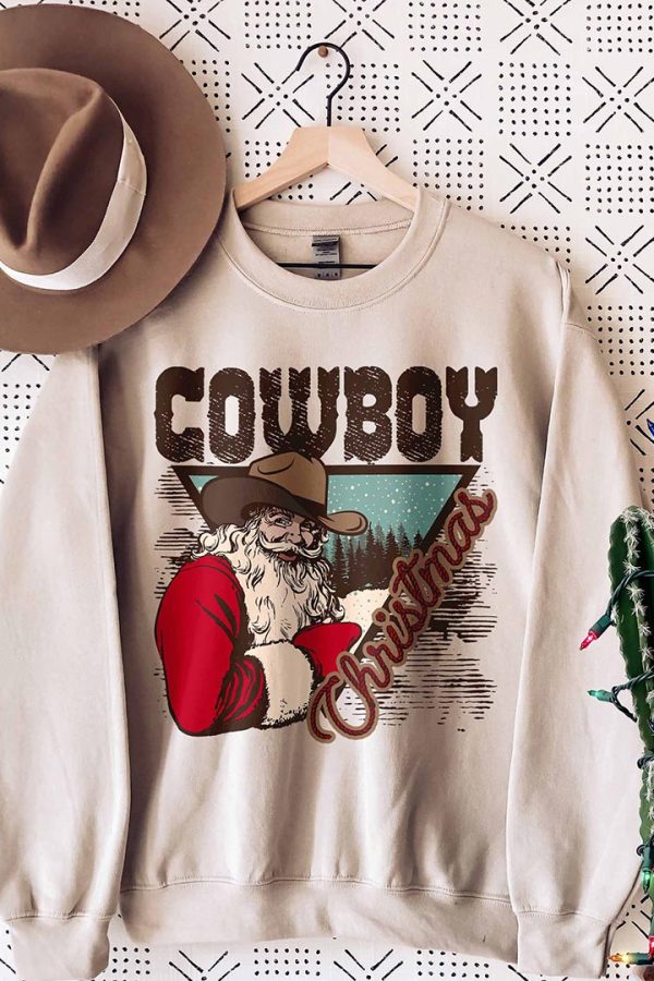 Toperth Cowboy Christmas  Boho Western Sweatshirt