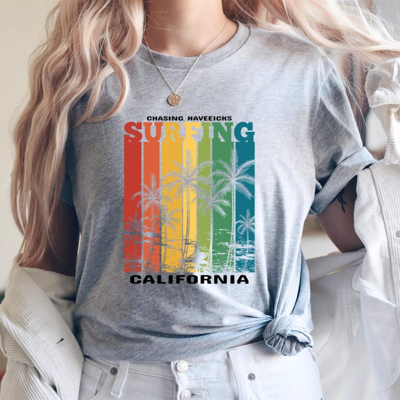 TH00741 Toperth Chasing Haveeicks Surfing California T-Shirt – Toperth