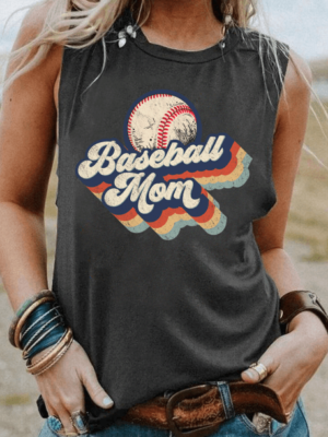 Toperth Retro Baseball Mom Tank Top