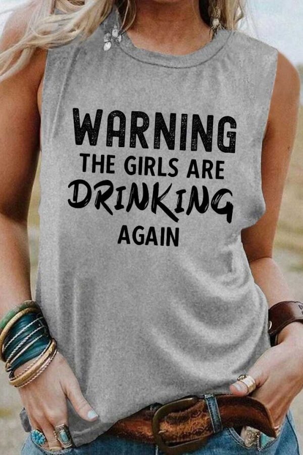 Toperth The Girls Are Drinking Again Gray Color Tank Top