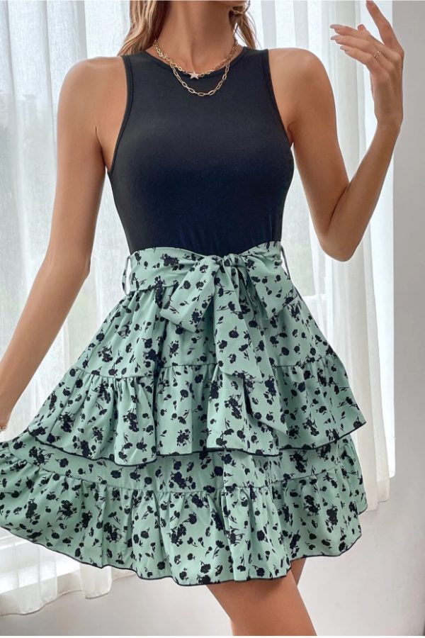 Toperth Floral Ruffled Layered Sleeveless Dress