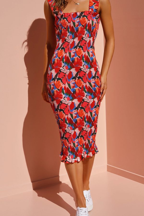 Toperth Tropical Jungle Feels Floral Midi Dress