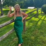 Toperth Emerald Satin Strapless Cowl-Back Maxi Dress photo review