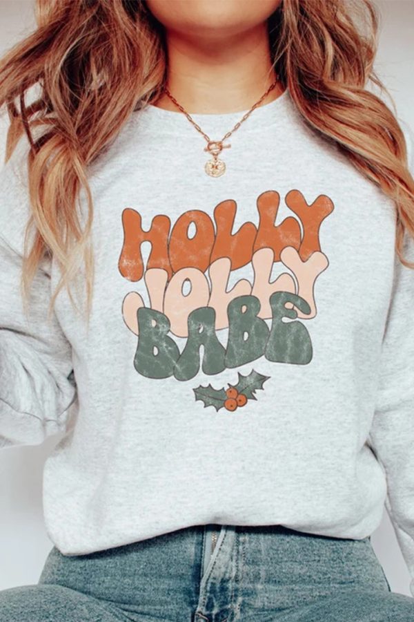 Toperth Christmas Retro Holly Jolly Babe Sweatshirt