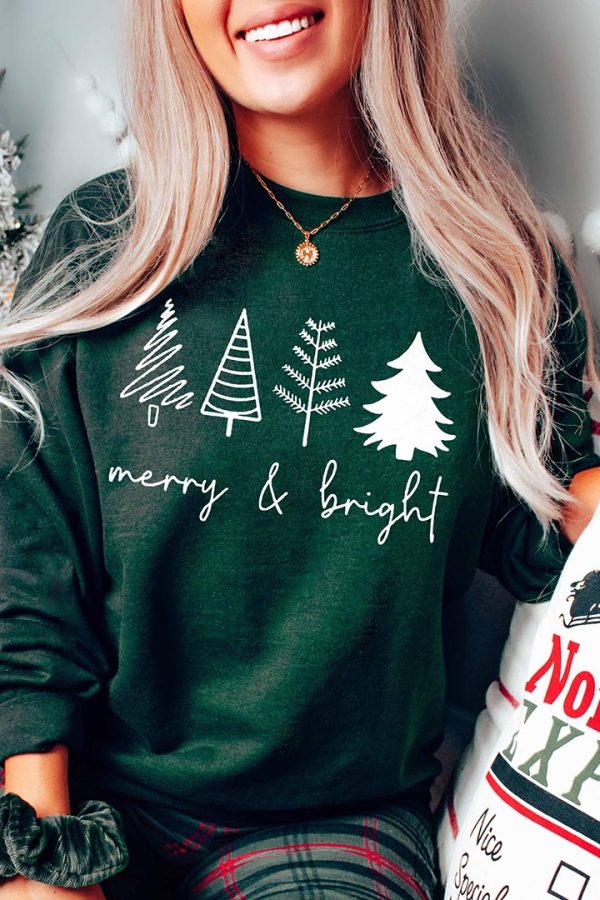 Toperth Christmas Holiday Crewneck Christmas Tree Sweatshirt