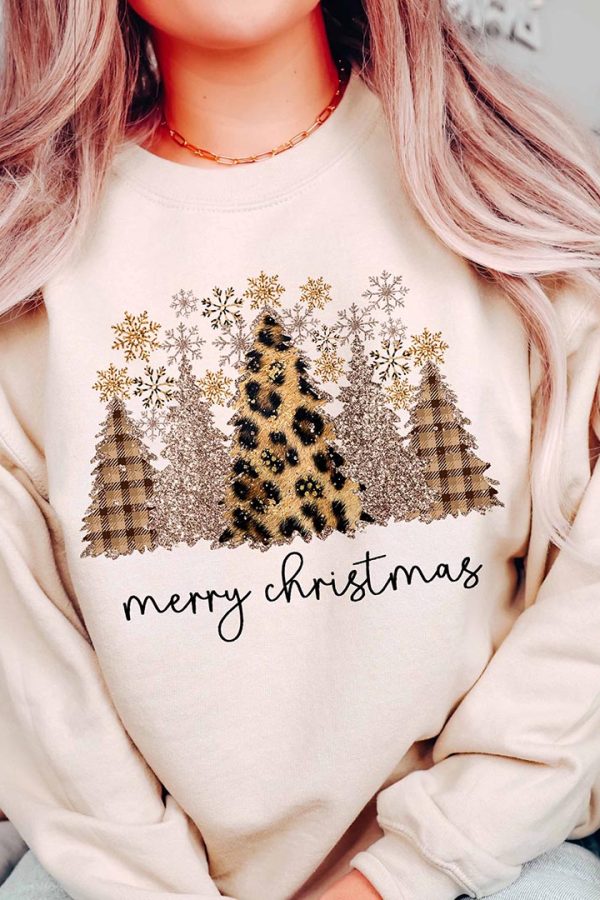 Toperth Christmas Cozy Winter Leopard Christmas Tree Sweatshirt