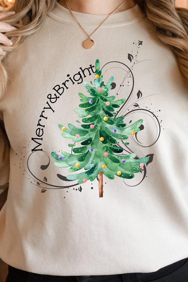 Toperth Merry and Bright Christmas Tree Sweatshirt