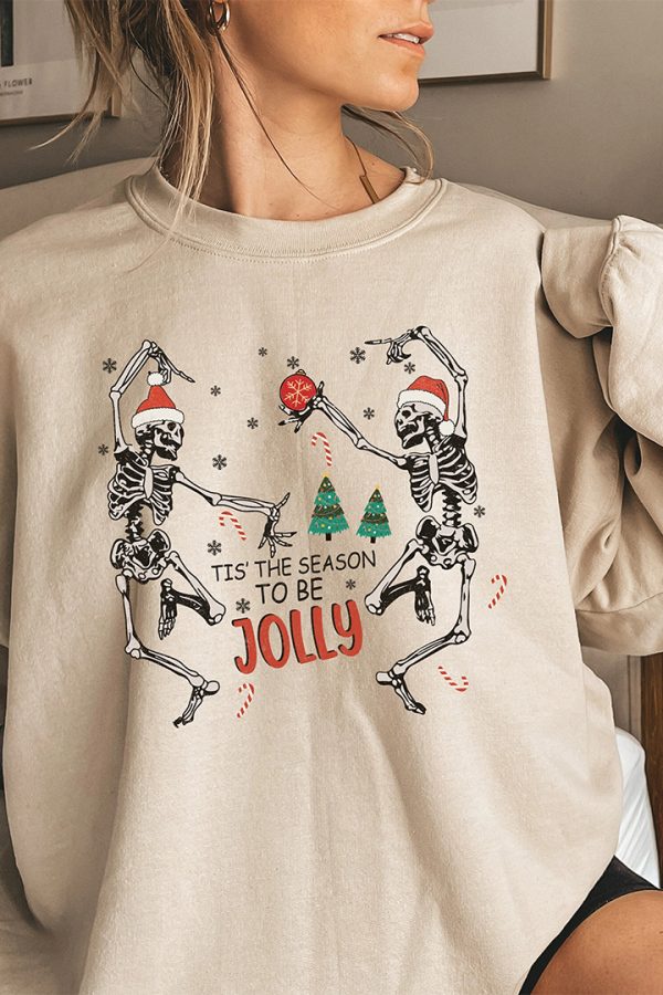 Toperth Christmas Christmas Skeleton Tis The Season To Be Jolly Sweatshirt