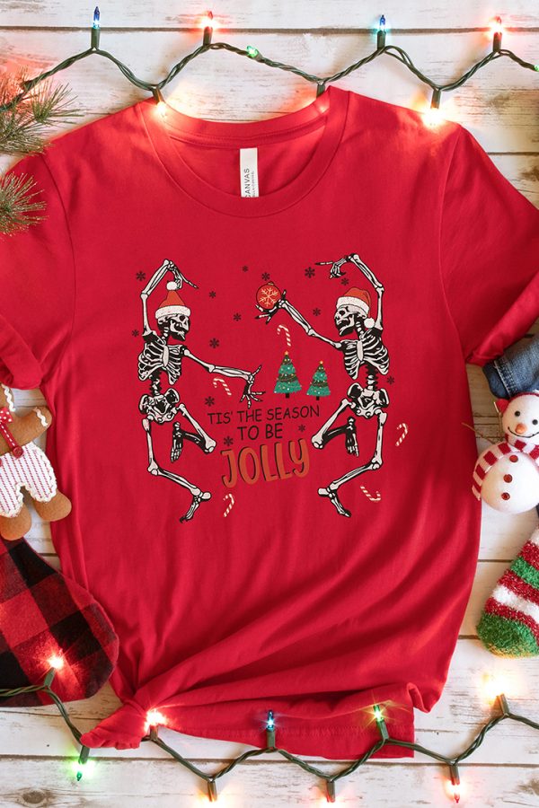 Toperth  Christmas Skeleton Tis The Season To Be Jolly T-Shirt