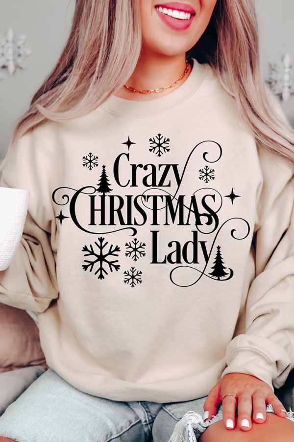 Toperth Snowflake Crazy Christmas Lady Sweatshirt
