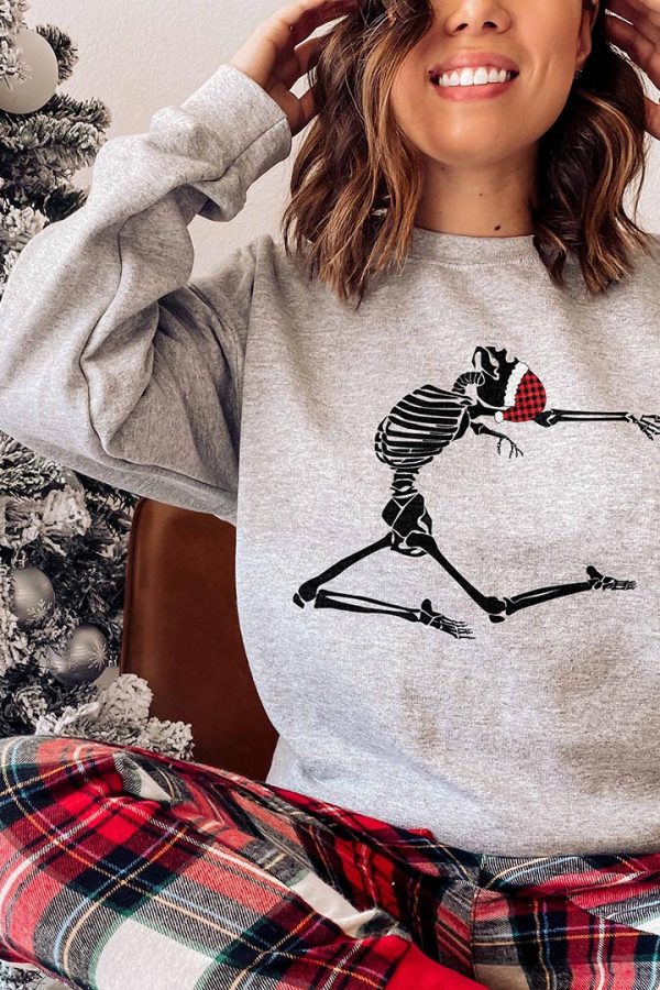 Toperth Christmas Ballet Skeleton Sweatshirt