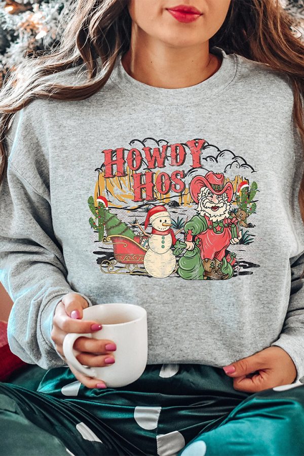 Toperth Howdy Hos Christmas Santa Cowboy Sweatshirt