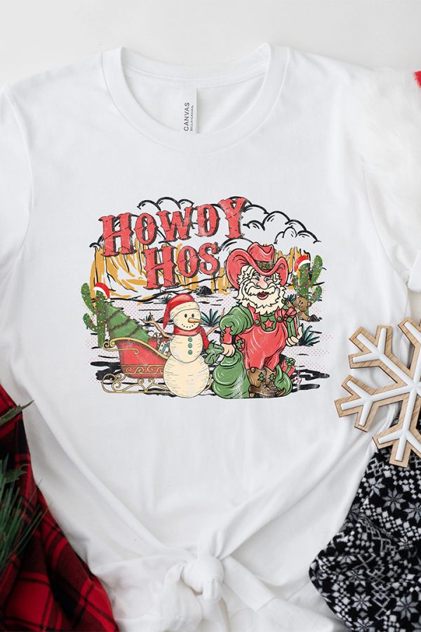 Toperth Howdy Hos Christmas Santa Cowboy T-Shirt