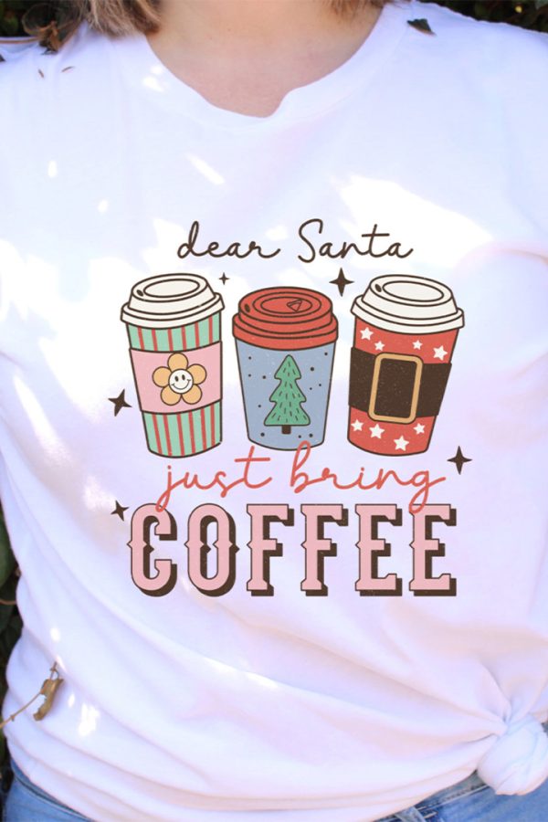 Toperth Christmas Dear Santa Just Bring Coffee T-Shirt