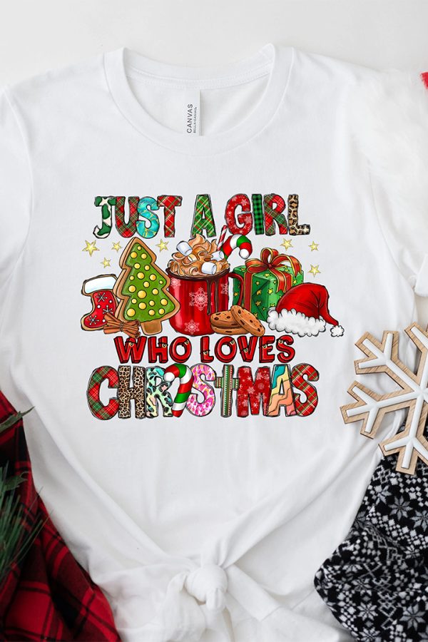 Toperth Retro Just A Girl Who Loves Christmas T-Shirt