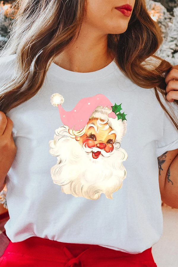 Toperth Christmas Pink Christmas Santa T-Shirt