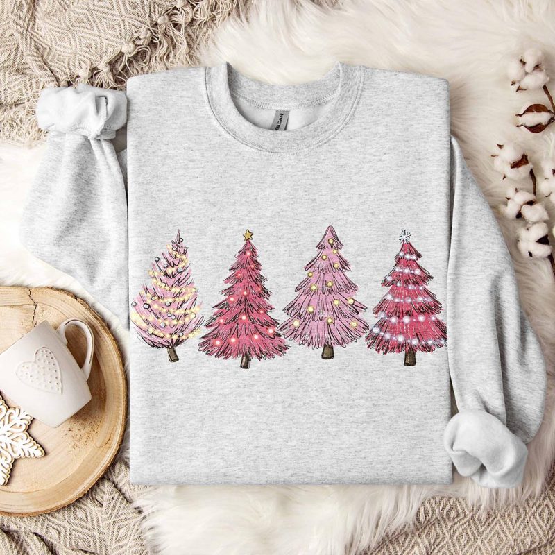 Toperth Christmas Pink Tree Sweatshirt &ndash; Toperth