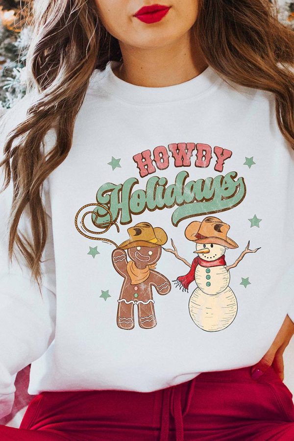 Toperth Christmas Howdy Holidays Gingerbread Snowman Sweatshirt