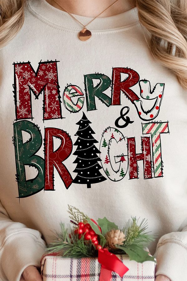 Toperth Christmas Merry And Bright Hand Sweatshirt