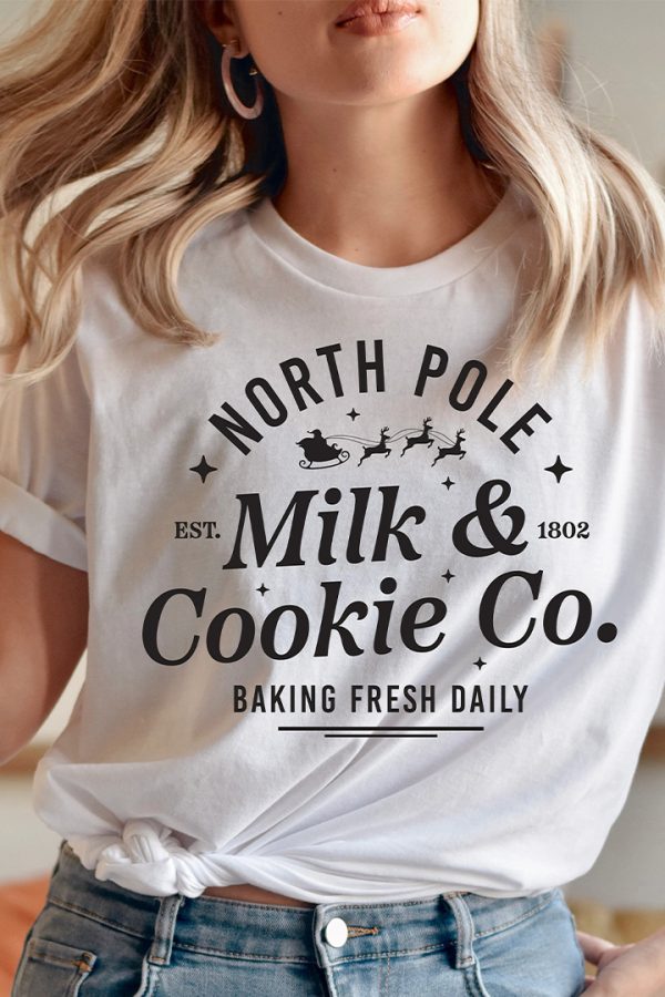 Toperth North Pole Milk Cookie Co Christmas T-Shirt