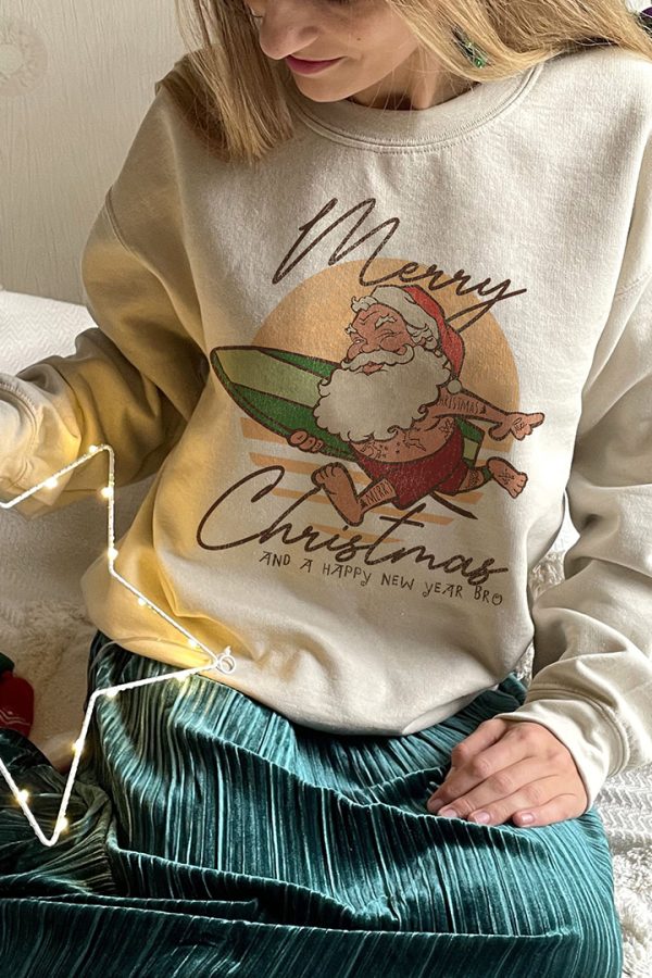 Toperth Surfing Santa Merry Christmas Bro Sweatshirt