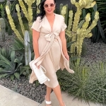 Toperth Satin Tie Knot High Low Midi Dress photo review