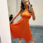 Toperth One-Shoulder Pleated Midi Dress photo review