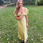 Toperth Olive Butterfly Sleeve Off-Shoulder Midi Dress photo review