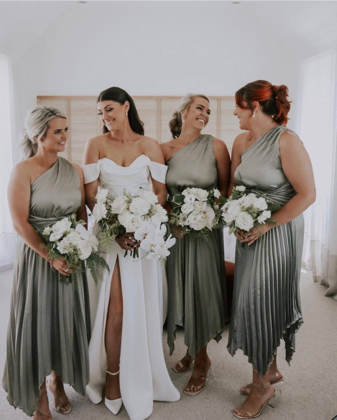 Click to view full screen Toperth One-Shoulder Pleated Midi Dress photo review