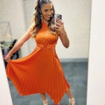 Toperth One-Shoulder Pleated Midi Dress photo review