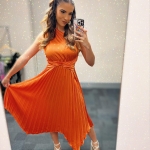 Toperth One-Shoulder Pleated Midi Dress photo review