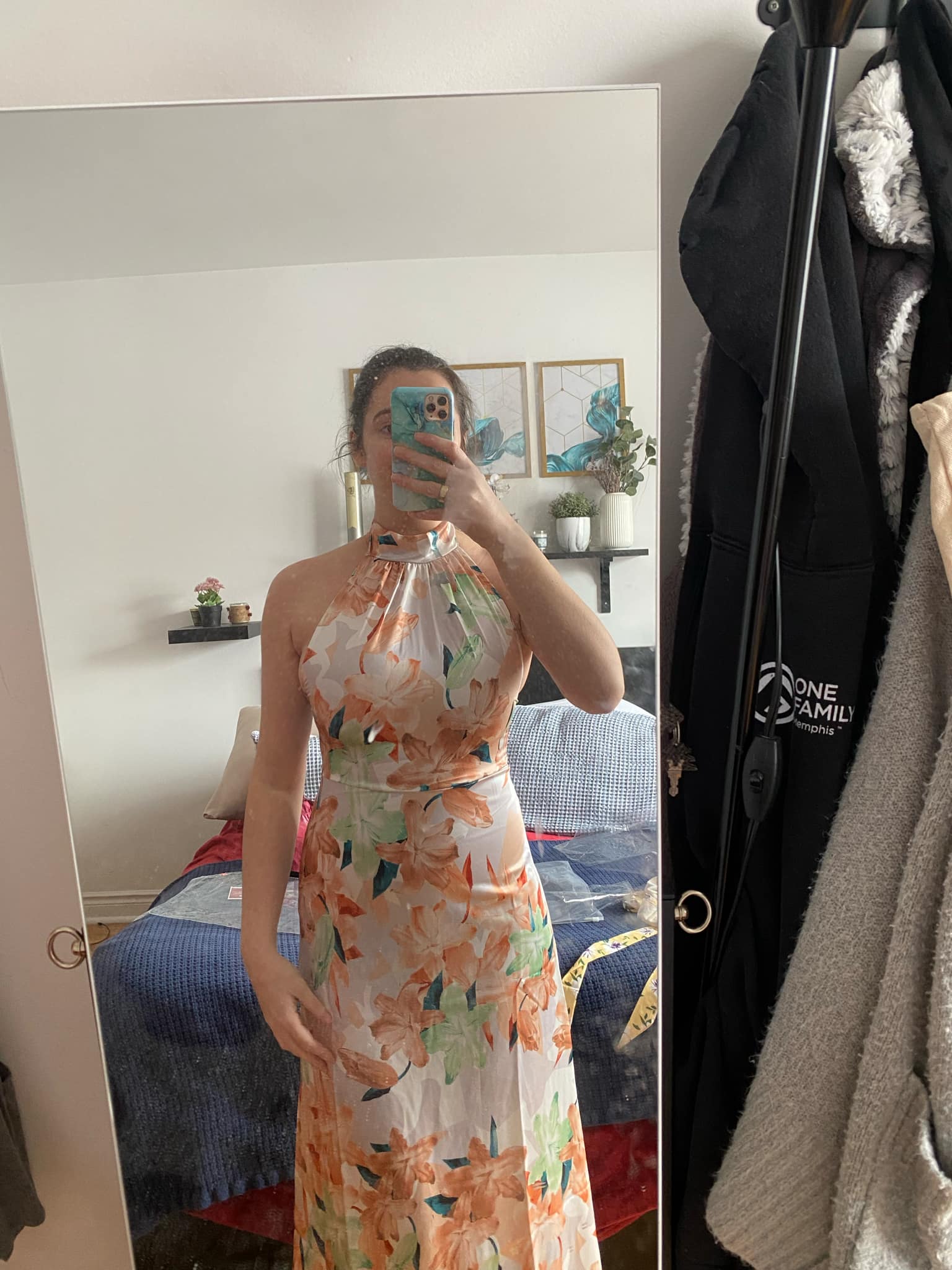 Click to view full screen Toperth Floral Halter Open Back Maxi Dress photo review