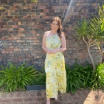 Toperth One-Shoulder Yellow Floral Maxi Dress photo review
