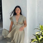 Toperth Satin Tie Knot High Low Midi Dress photo review