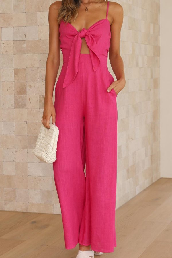 Toperth Adjustable Tie Bust Full Length Jumpsuit