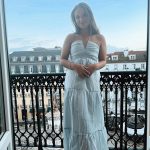 Toperth Bright Blue Ethereal Sheer Halter Tie Maxi Dress photo review