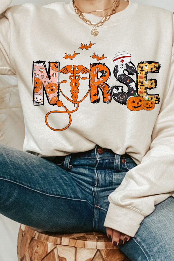 Toperth Halloween Pumpkin Nurse Sweatshirt