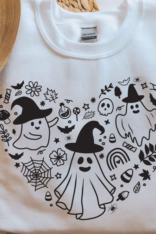 Toperth Halloween Ghost Heart Sweatshirt