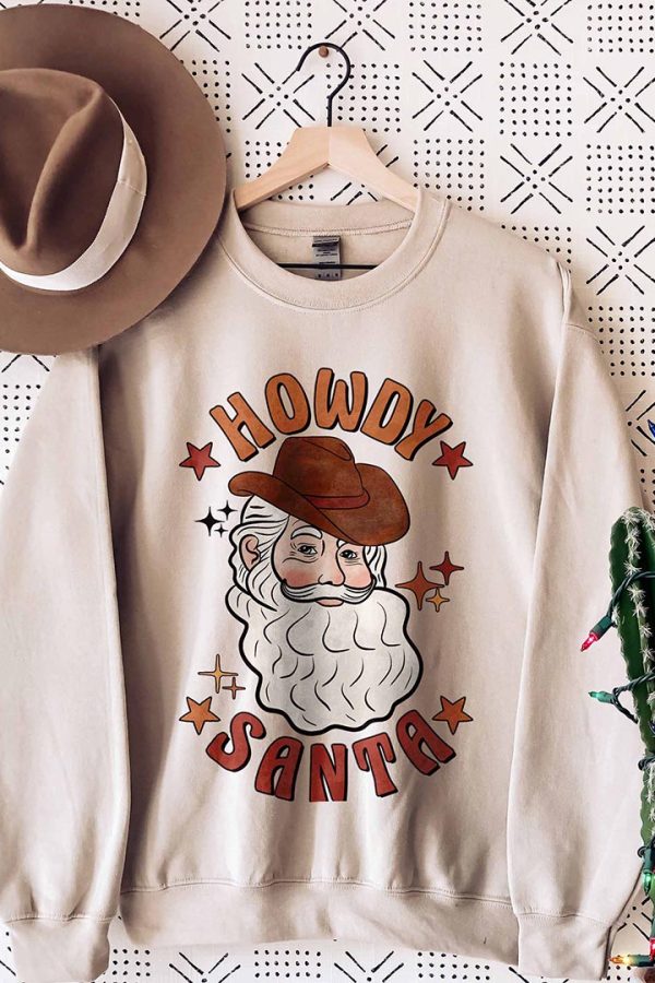 Toperth Christmas  Boho Western Howdy Santa Sweatshirt
