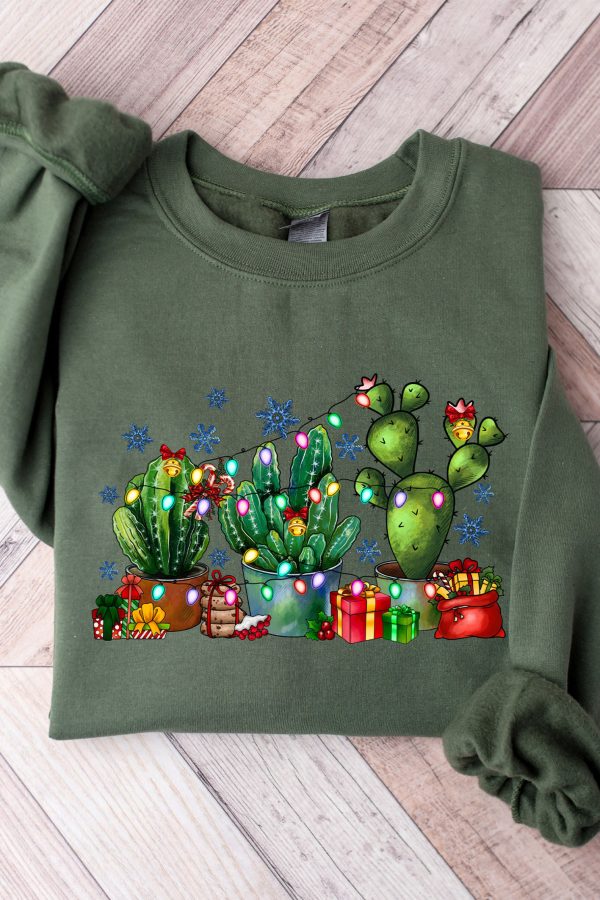 Toperth Christmas Cactus Festive Plant Mom Sweatshirt